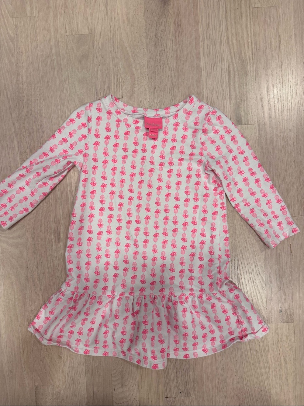 Lilly Pulitzer Pink Floral-Print Long-Sleeve Ruffle-Hem Dress